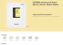 Load image into Gallery viewer, COSRX Advanced Snail Mucin Power Sheet Mask Box - 10 Sheets (30%OFF)