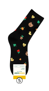 KIKIYASOCKS Baby Bear Pattern Quarter Socks #Black