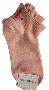 Heel Character Ankle Socks # Pink Pig
