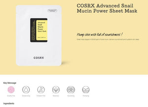 COSRX Advanced Snail Mucin Power Sheet Mask Box - 10 Sheets (20%OFF)