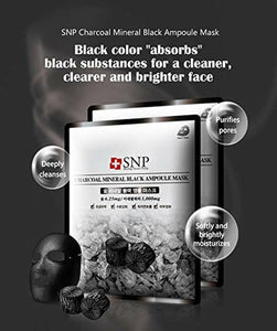 SNP Charcoal Mineral Black Ampoule Mask Box  -10 Sheets (20% OFF)