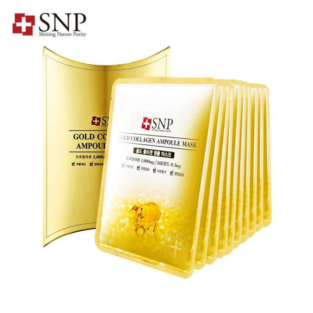 SNP Gold Collagen Ampoule Mask Box - 10 Sheets